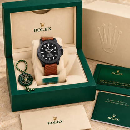 marinus stealth herrenuhr schwarz rostbraun 41 mm in grüner Box; Box optional