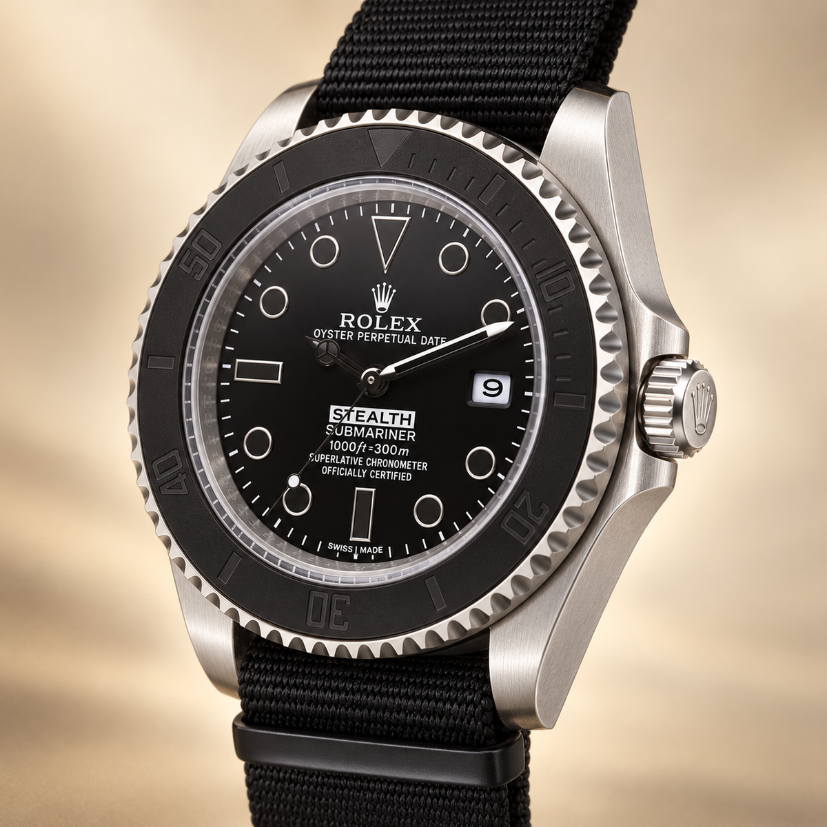 Marinus Textilband-Herrenuhr – Seitenansicht mit Krone
