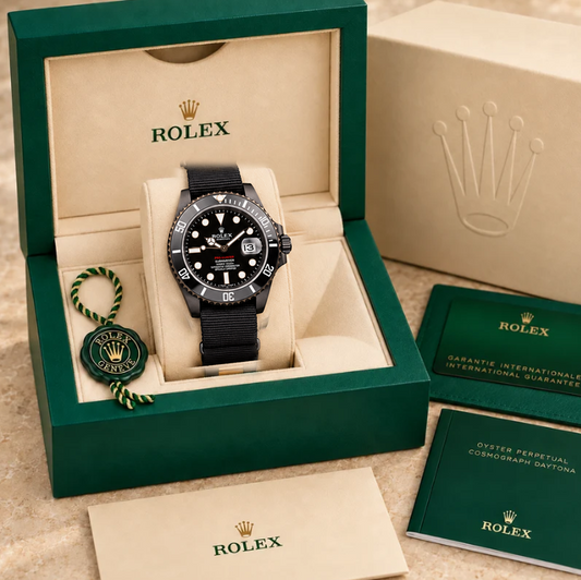 marinus textilband herrenuhr schwarz graphit 39 mm in grüner Box; Box optional