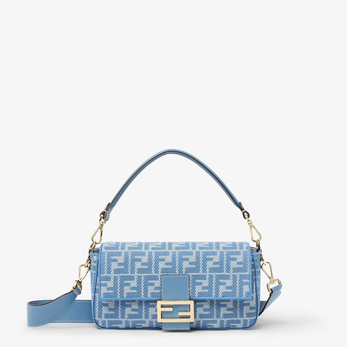 Medium Denim-Jacquard-Tasche Blau