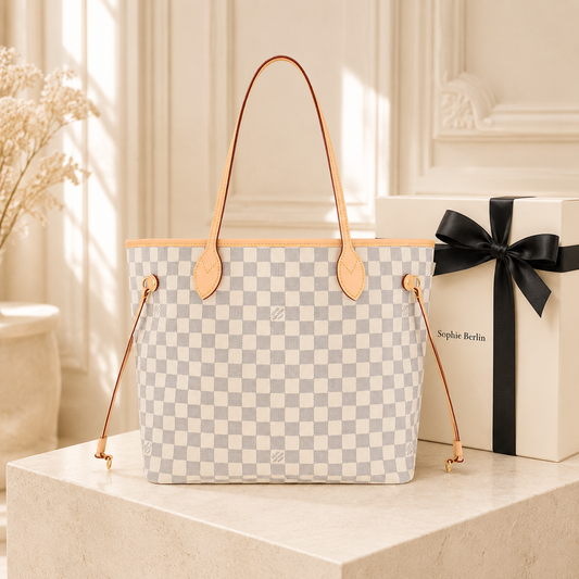 Neverfull MM Damier Azur Canvas Rose Ballerine – Luxus-Profilfoto