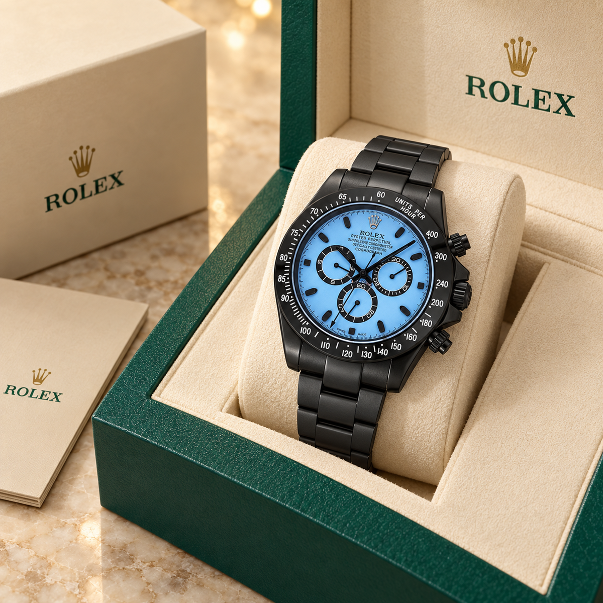Noctelio Herren-Chronograph in Schwarz und Eisblau mit Präsentationsbox