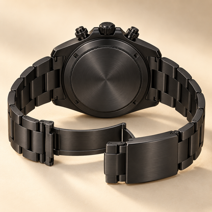 Noctelio Herren-Chronograph, Rückseite und geöffnetes Armband