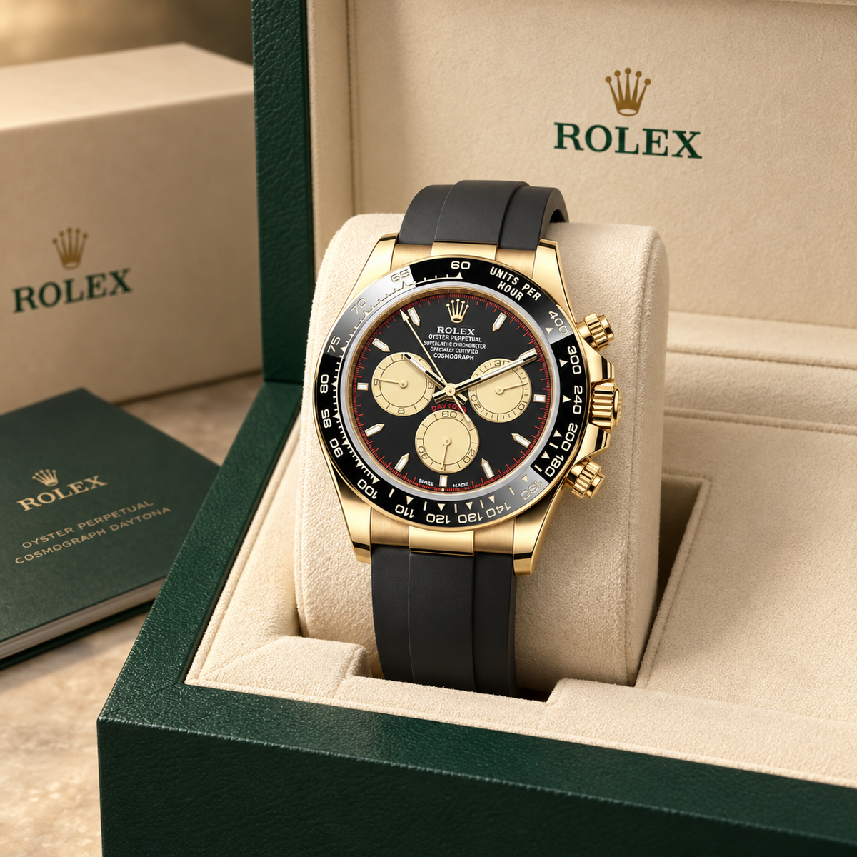 Noctis Chronograph in Schwarz und Goldfarben, 40 mm, in Präsentationsbox