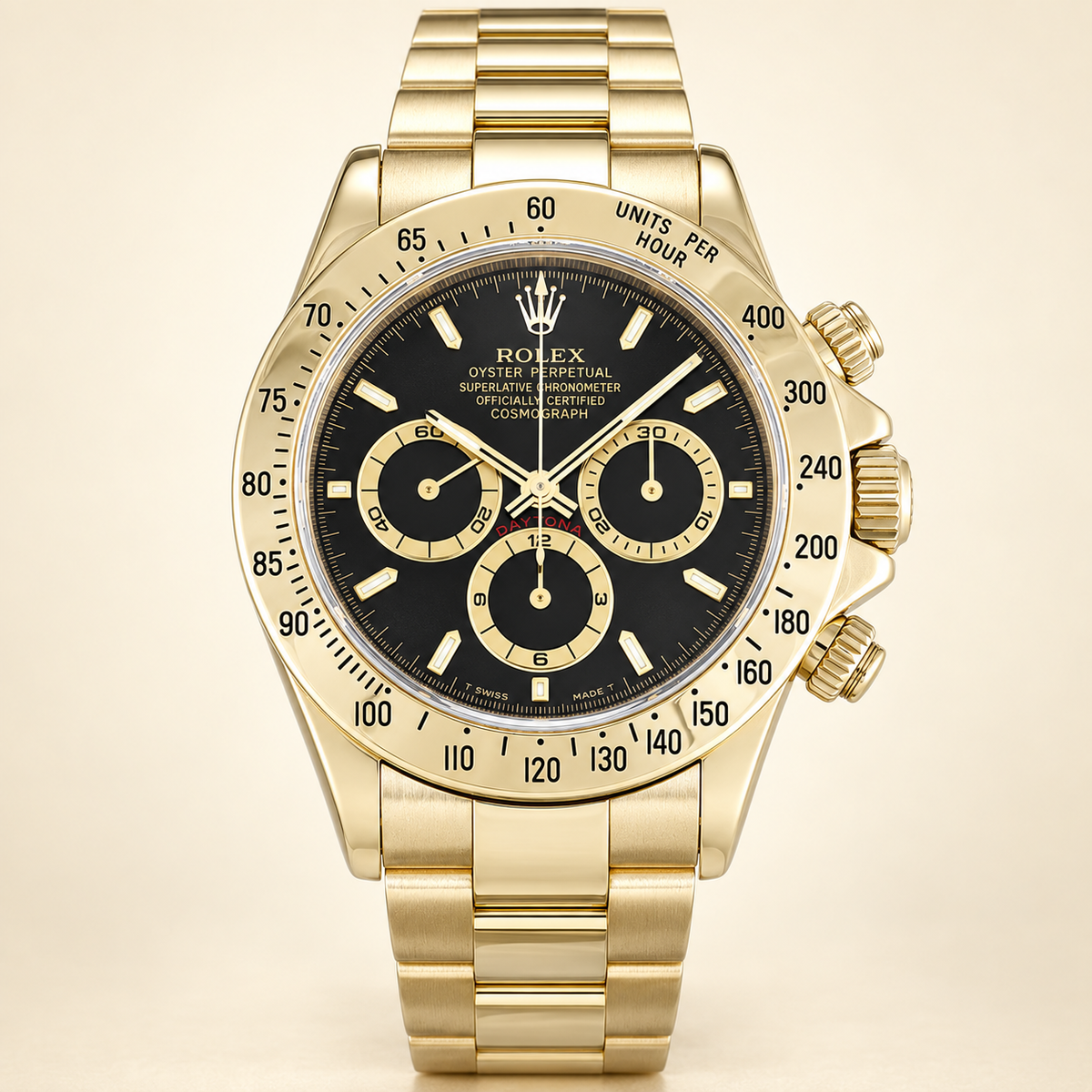 Noirado Herren-Chronograph – Schwarz & Goldfarben – Vorderansicht
