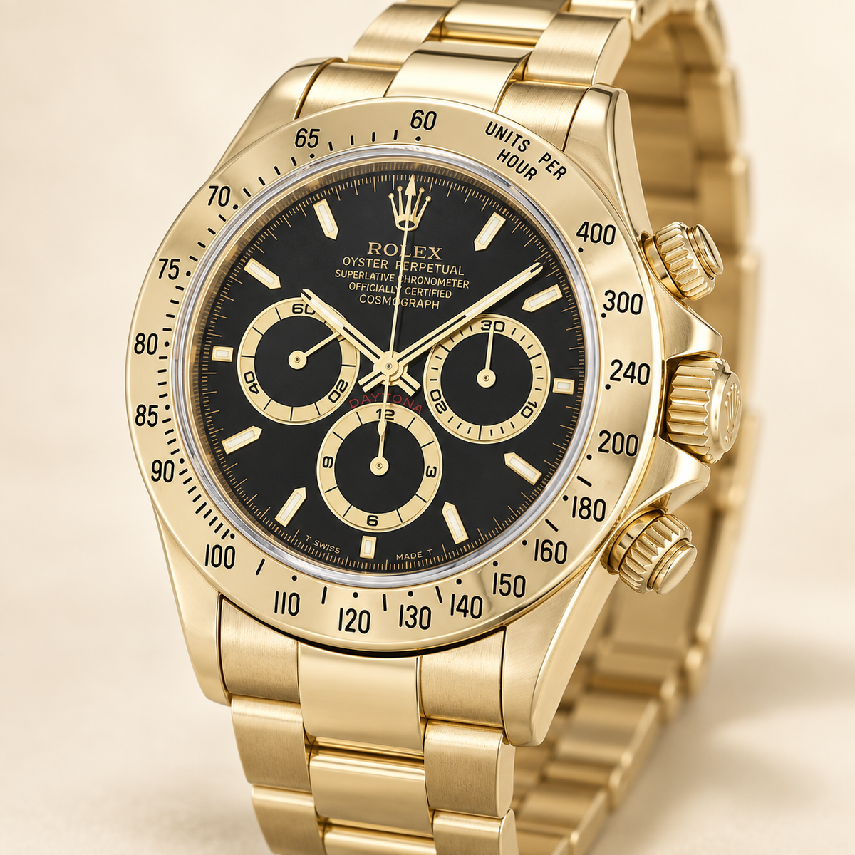 Noirado Herren-Chronograph – Schwarz & Goldfarben – Seitenansicht