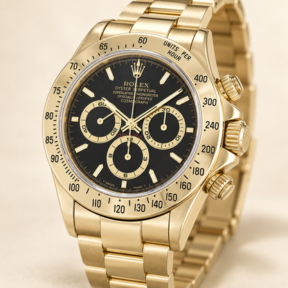 Noirado Herren-Chronograph – Schwarz & Goldfarben – Seitenansicht