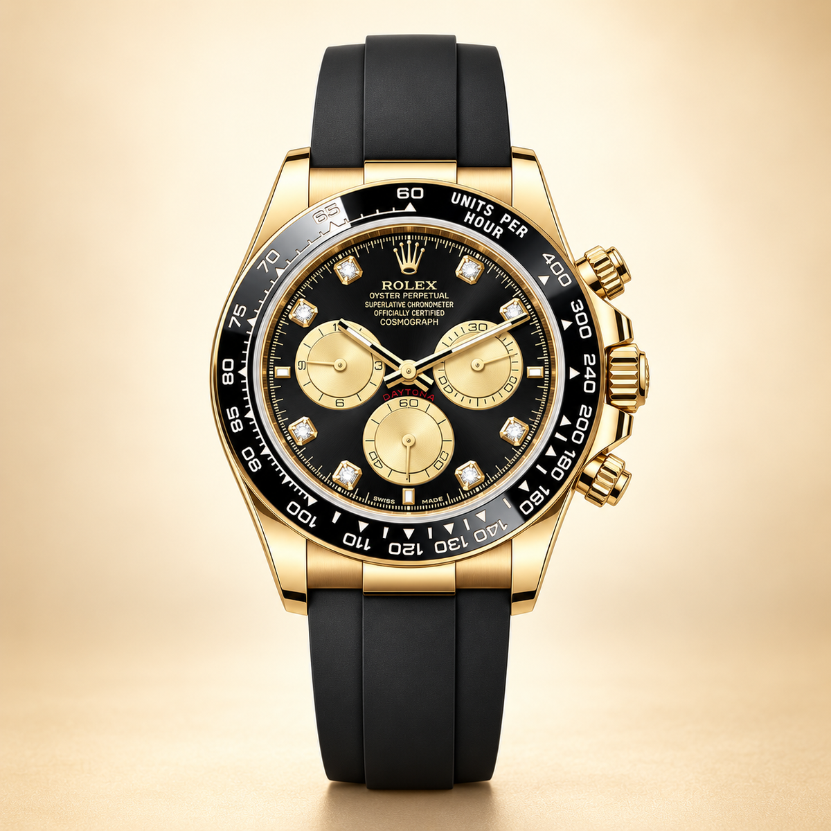 Noiréclat Herren-Chronograph in Schwarz und Goldfarben, 40 mm – Vorderansicht