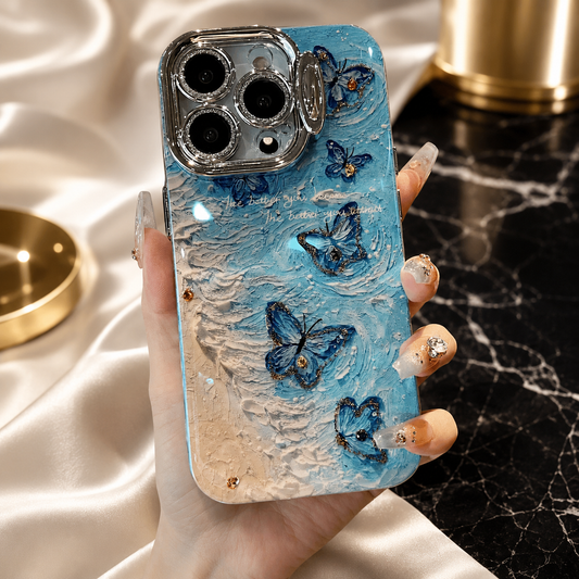 Ocean-blaue Schmetterling iPhone-Hülle – Luxus Produktfoto