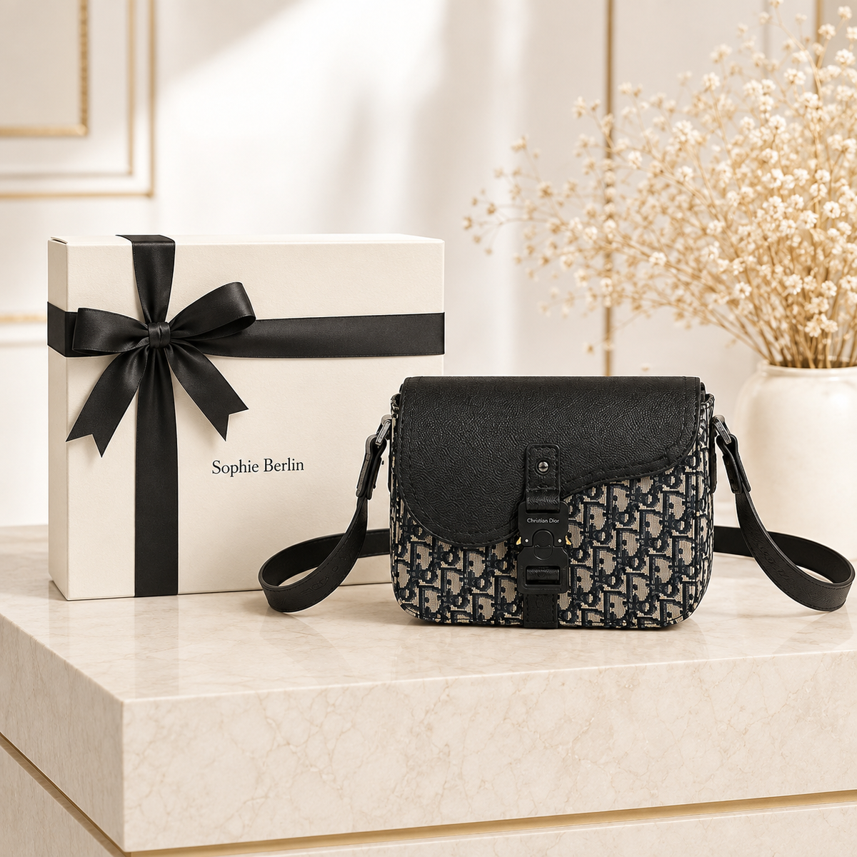 Klassische Leder-Crossbody-Tasche – Luxusansicht