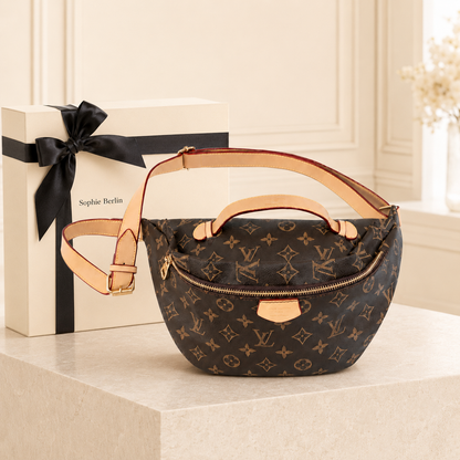 Vintage Monogramm-Bauchtasche – Verstellbare Crossbody-Tasche – Luxusansicht