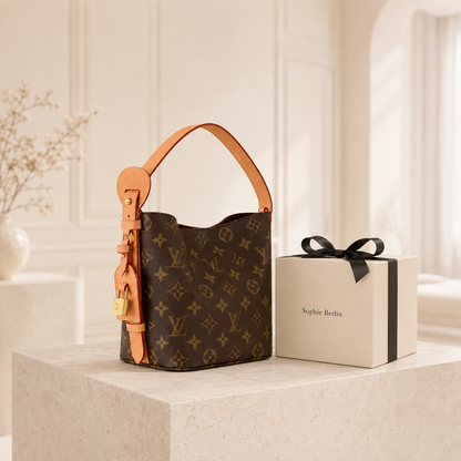 Monogramm Basket-Schultertasche – Kompakte Bucket Bag – Luxusansicht