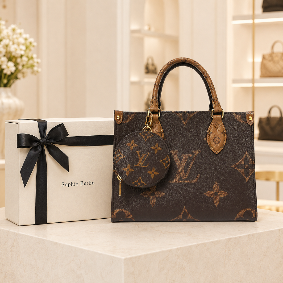 Zeitlose elegante Handtasche – Vintage-Bag mit Mini-Pouch – Luxusansicht