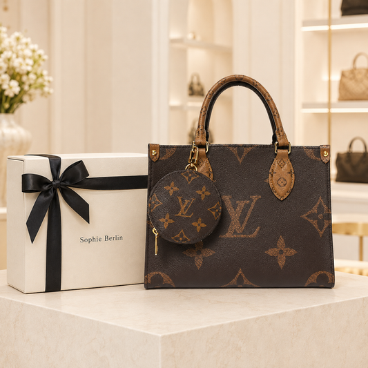 Zeitlose elegante Handtasche – Vintage-Bag mit Mini-Pouch – Luxusansicht