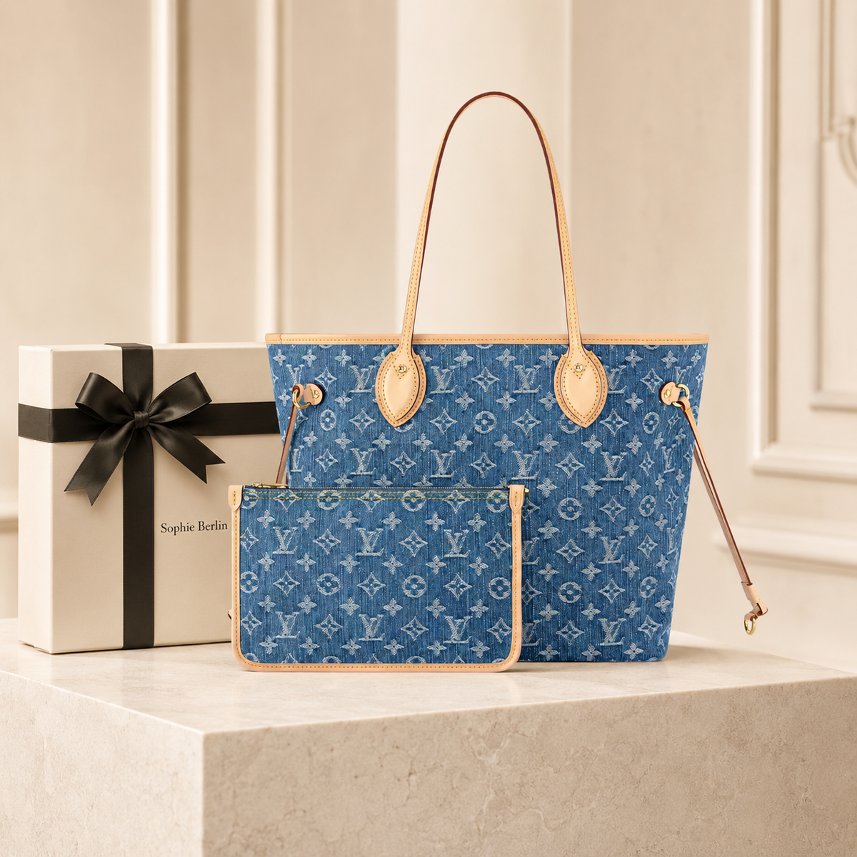 Luxuriöser Denim-Shopper – Luxusansicht