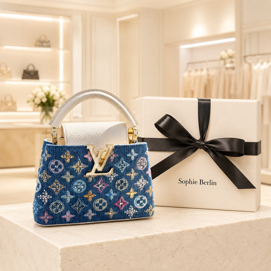 Verzierte Denim Mini-Tasche – Luxusansicht