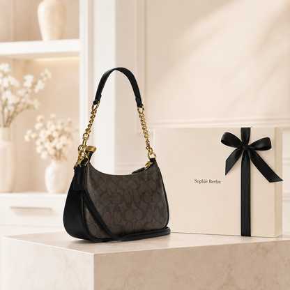 Teri Signature Canvas Schultertasche – Luxusansicht