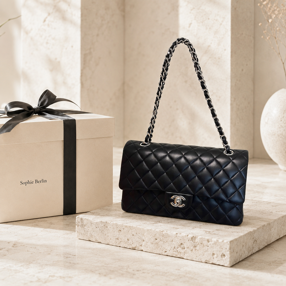 Premium gesteppte Ketten-Schultertasche – Luxusansicht