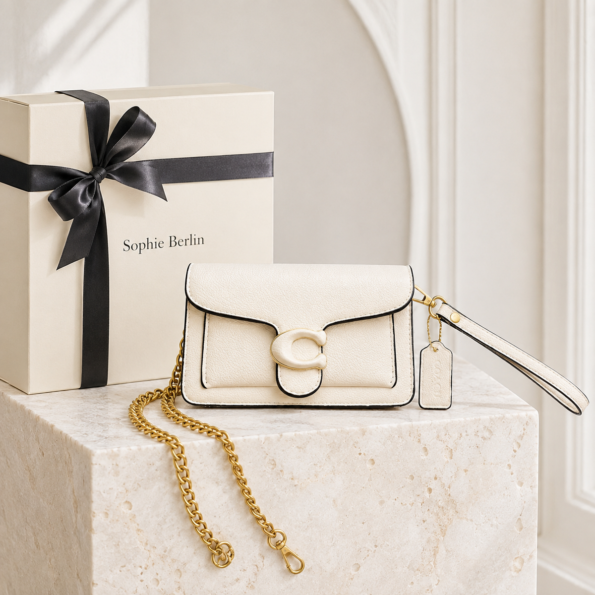 Kompakte Luxus-Lederhandtasche – Luxusansicht