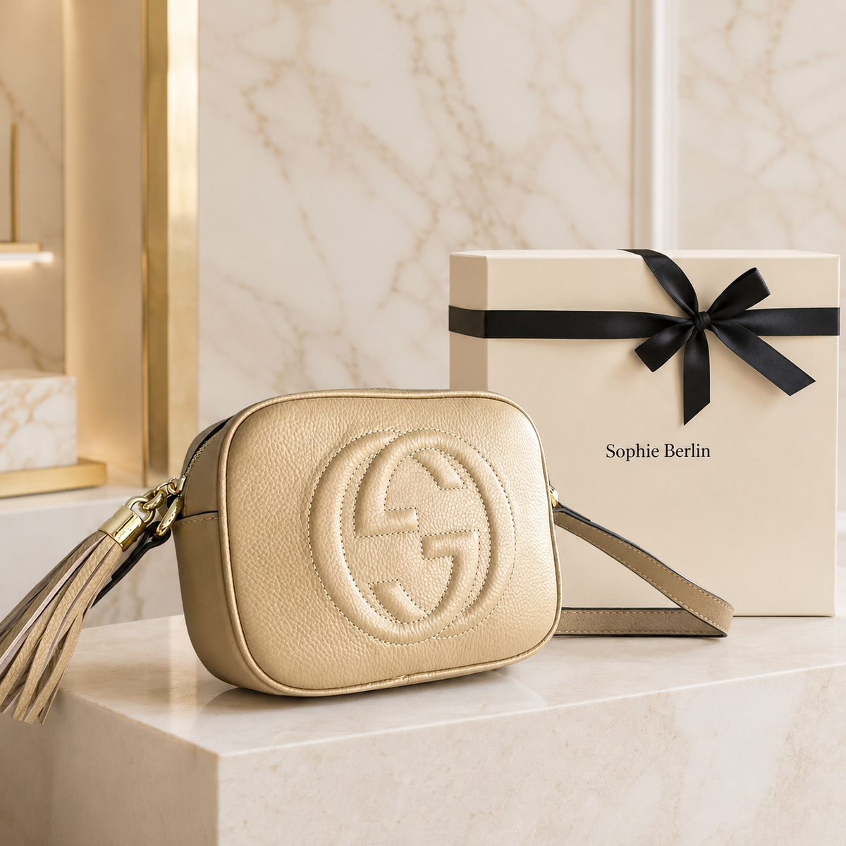 Strukturierte Crossbody-Tasche aus genarbtem Leder – Luxusansicht