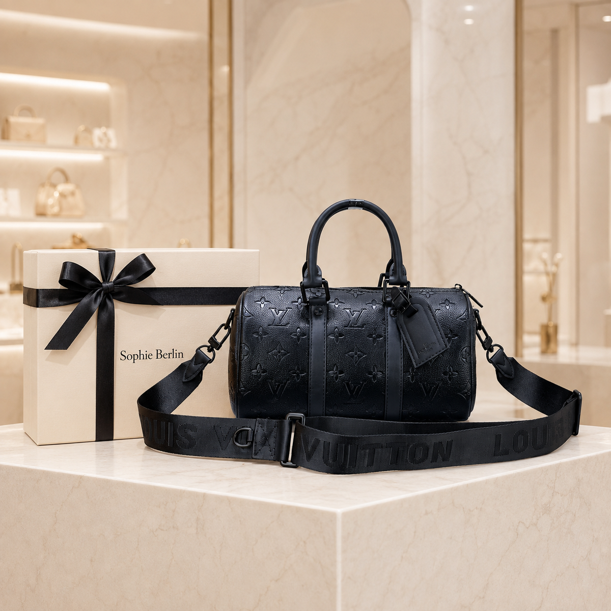 Lou Schwarze Luxus-Ledertasche – Luxusansicht