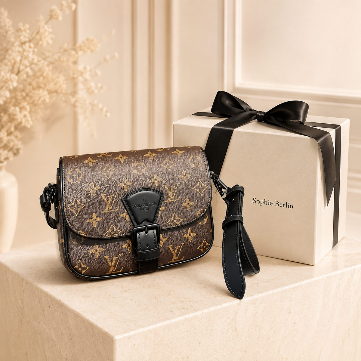 Luxuriöse Monogramm-Ledertasche – Luxusansicht