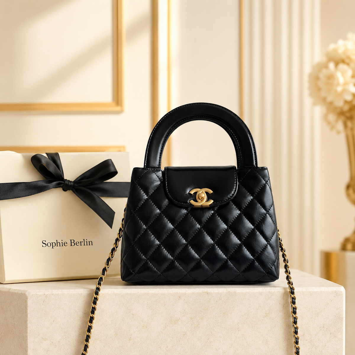 Noir gesteppte Mini-Kettentasche 026 – Luxusansicht