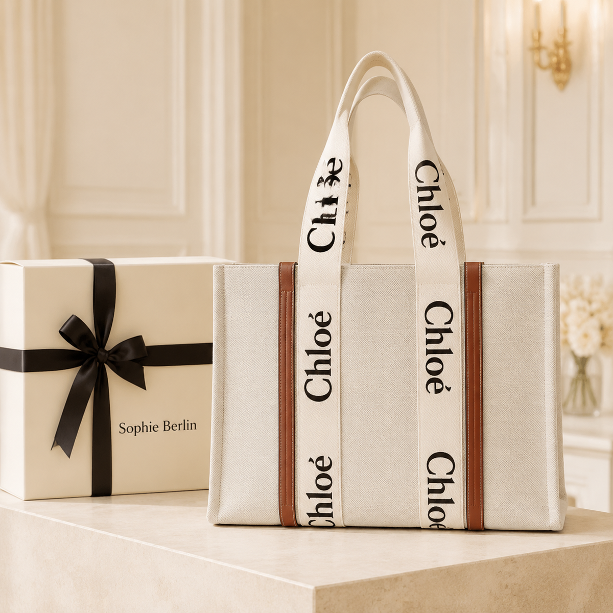 Woody Tote Bag Schwarz – Luxusansicht