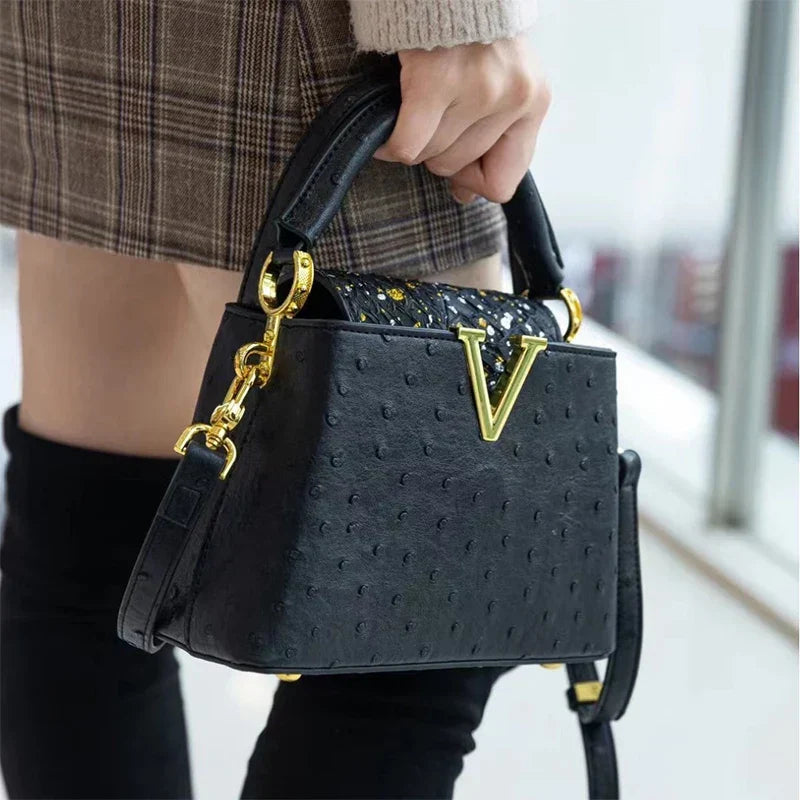 Luxus-Handtasche mit Straußenprägung – Foto 1