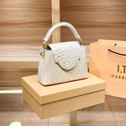 Luxus-Handtasche mit Straußenprägung – Foto 14