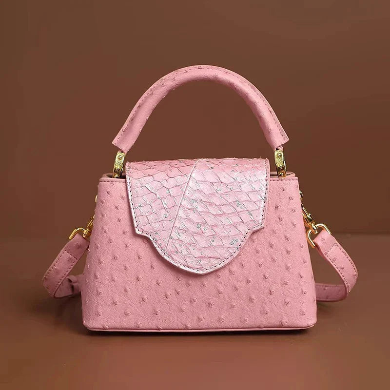 Luxus-Handtasche mit Straußenprägung – Foto 15