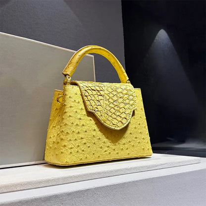 Luxus-Handtasche mit Straußenprägung – Foto 17