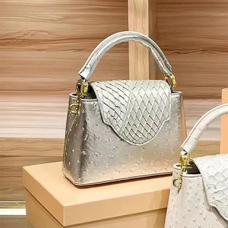 Luxus-Handtasche mit Straußenprägung – Foto 18