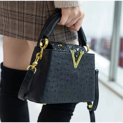 Luxus-Handtasche mit Straußenprägung – Foto 2