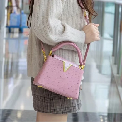 Luxus-Handtasche mit Straußenprägung – Foto 4
