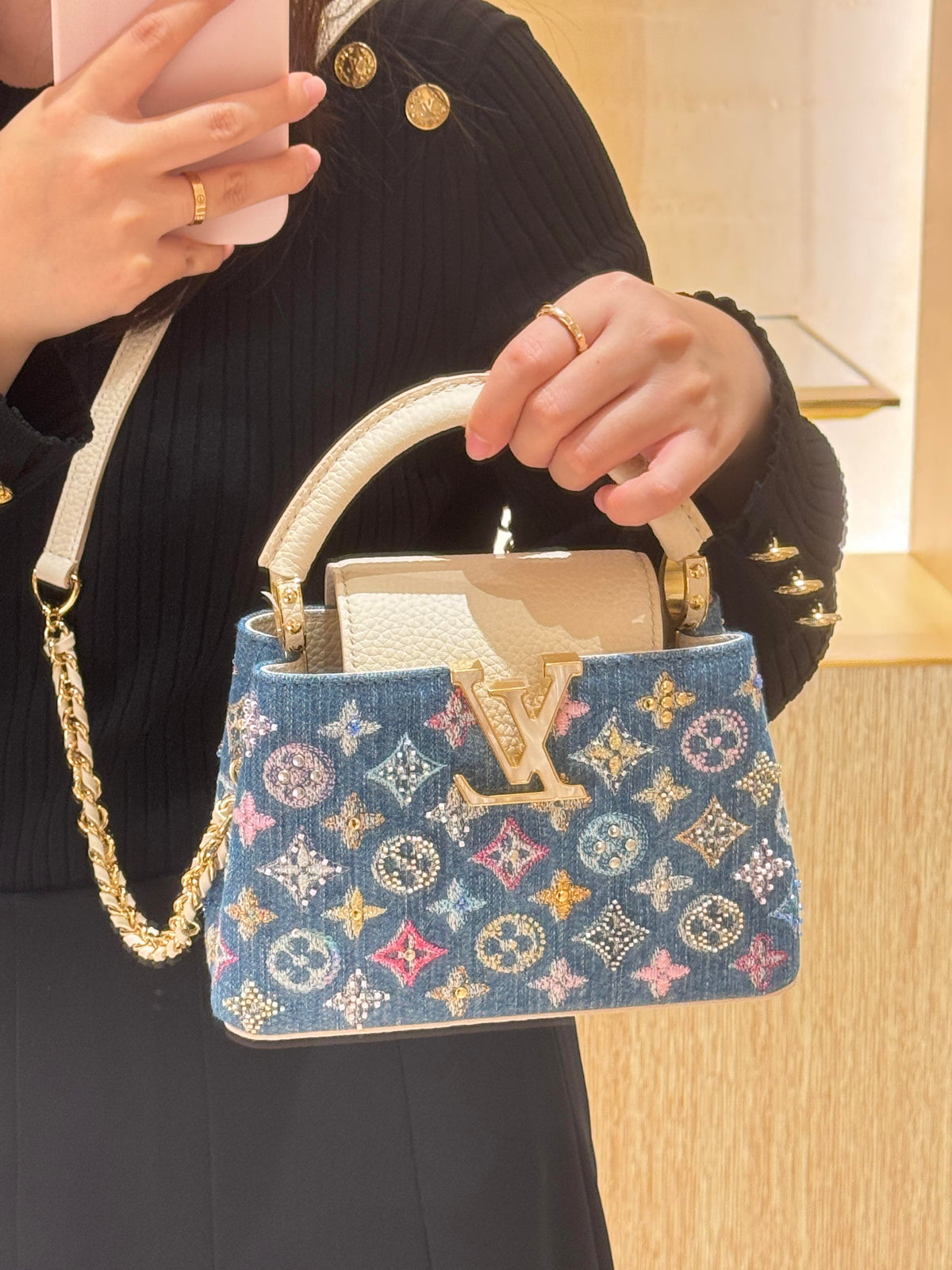 Verzierte Denim Mini-Tasche – Foto 14