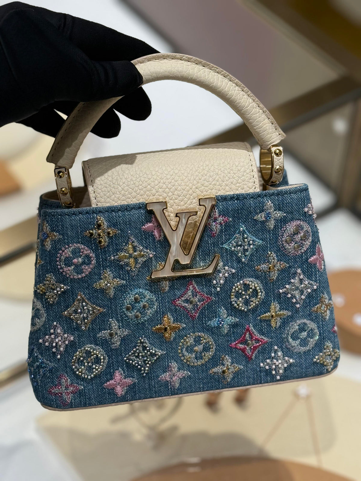 Verzierte Denim Mini-Tasche – Foto 4