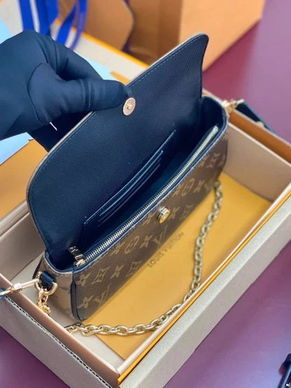 Klassische Monogramm-Schultertasche mit Goldkette
