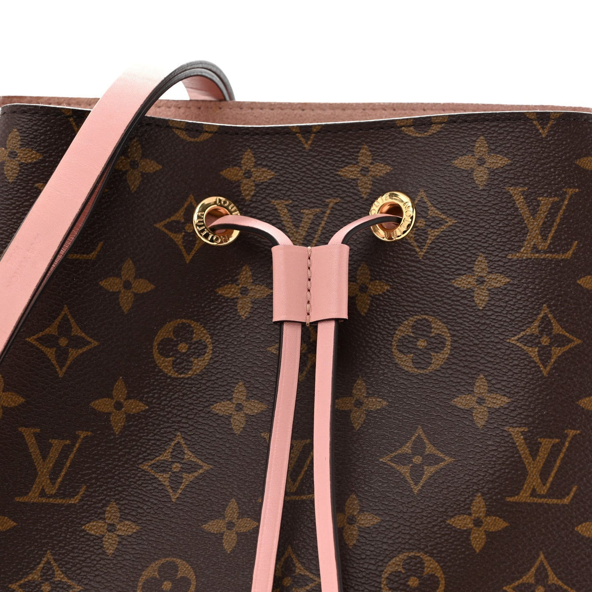 Canvas Bucket Bag mit rosafarbenen Lederdetails