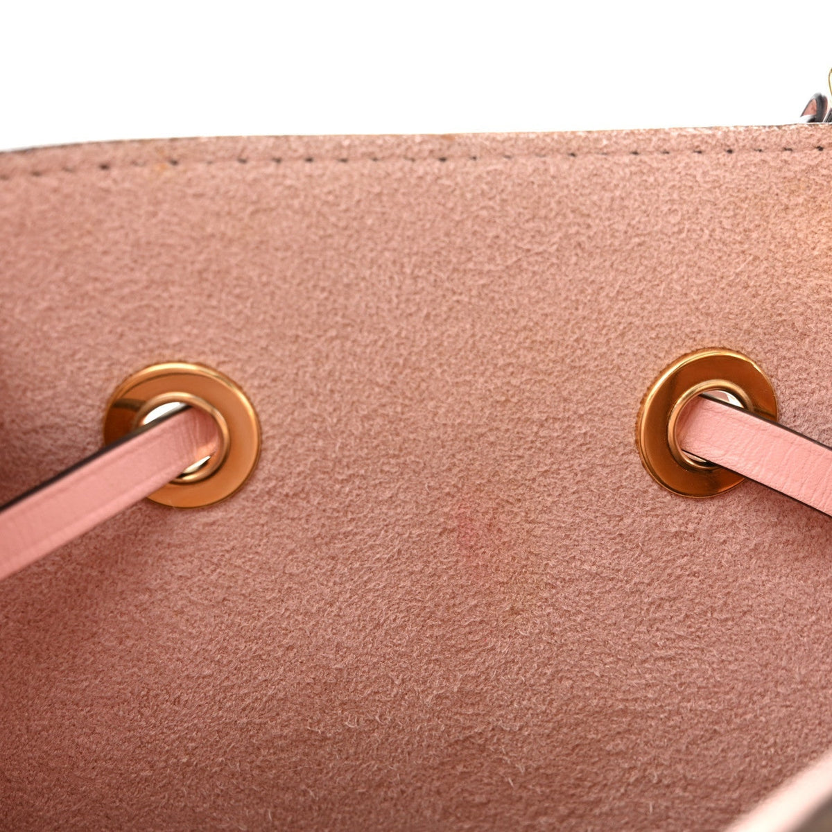 Canvas Bucket Bag mit rosafarbenen Lederdetails
