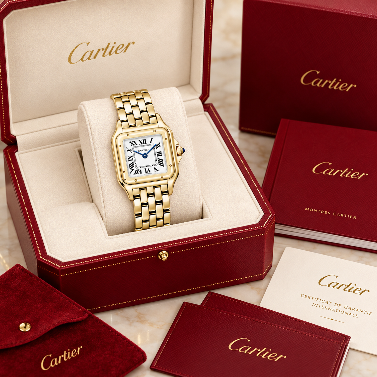 Panthère Damenuhr in Gold – Medium 37 × 27 mm in luxe presentatiebox