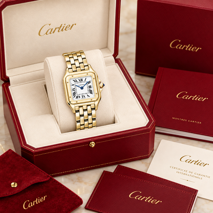 Panthère Damenuhr in Gold – Medium 37 × 27 mm in luxe presentatiebox