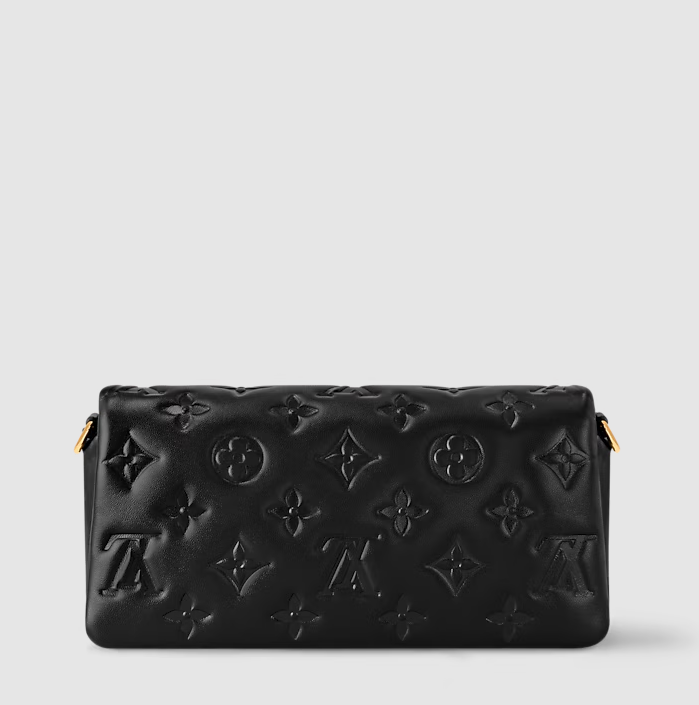 Pochette Coussin – Schwarzes Lammleder mit Monogramm – Originalansicht 4