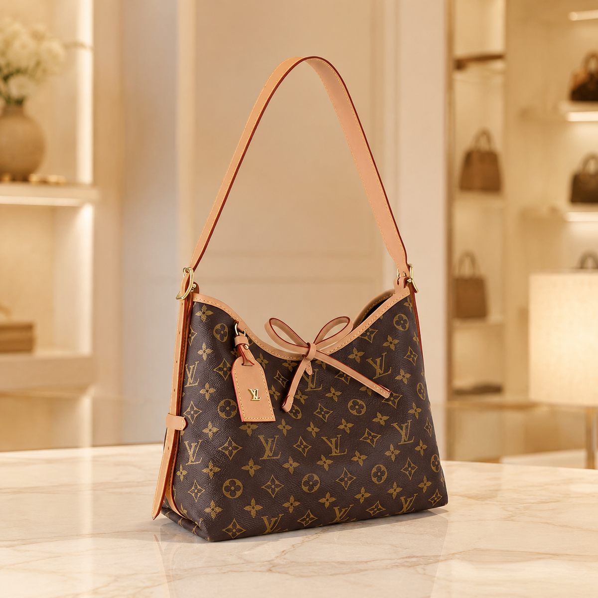Premium Schultertasche Braun – Vorderansicht