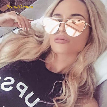 Roségold Cat-Eye Spiegel-Sonnenbrille – Ansicht 1