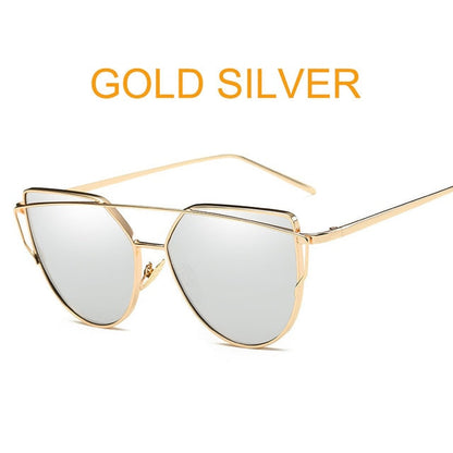 Roségold Cat-Eye Spiegel-Sonnenbrille – Ansicht 3