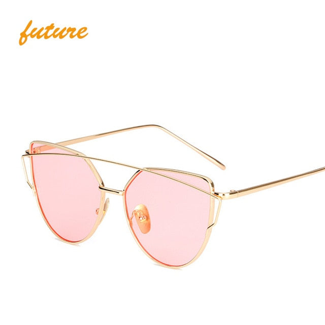 Roségold Cat-Eye Spiegel-Sonnenbrille – Ansicht 9
