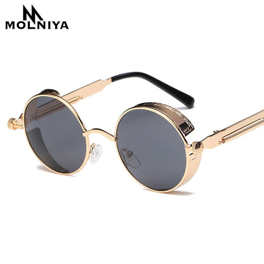 Runde Retro-Steampunk Sonnenbrille UV400 – Ansicht 1