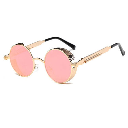 Runde Retro-Steampunk Sonnenbrille UV400 – Ansicht 6