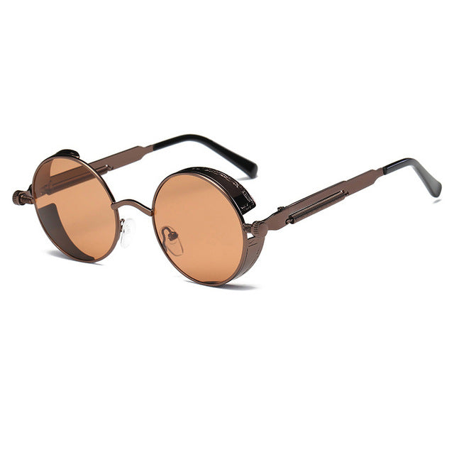 Runde Retro-Steampunk Sonnenbrille UV400 – Ansicht 2